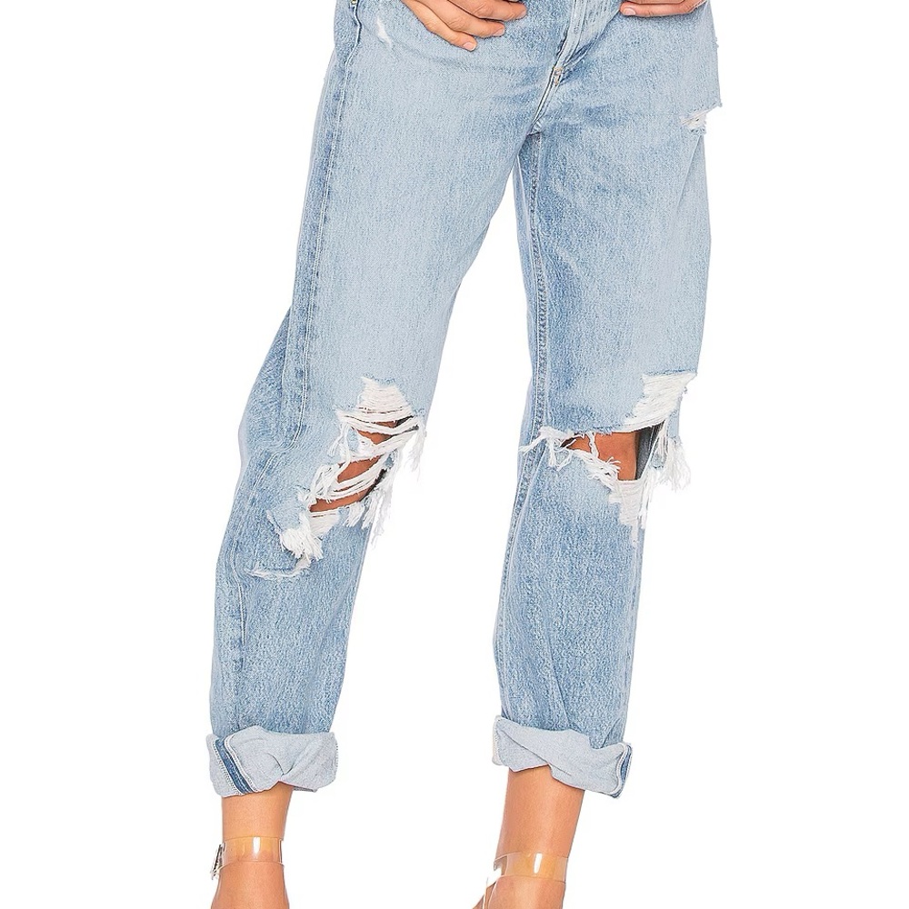 Agolde Light Blue Distressed Boyfriend Jeans